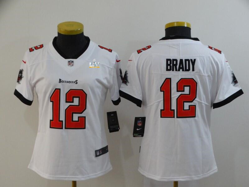 Women's Tampa Bay Buccaneers #12 Tom Brady White NFL 2021 Super Bowl LV Limited Stitched Jersey(Run Small)